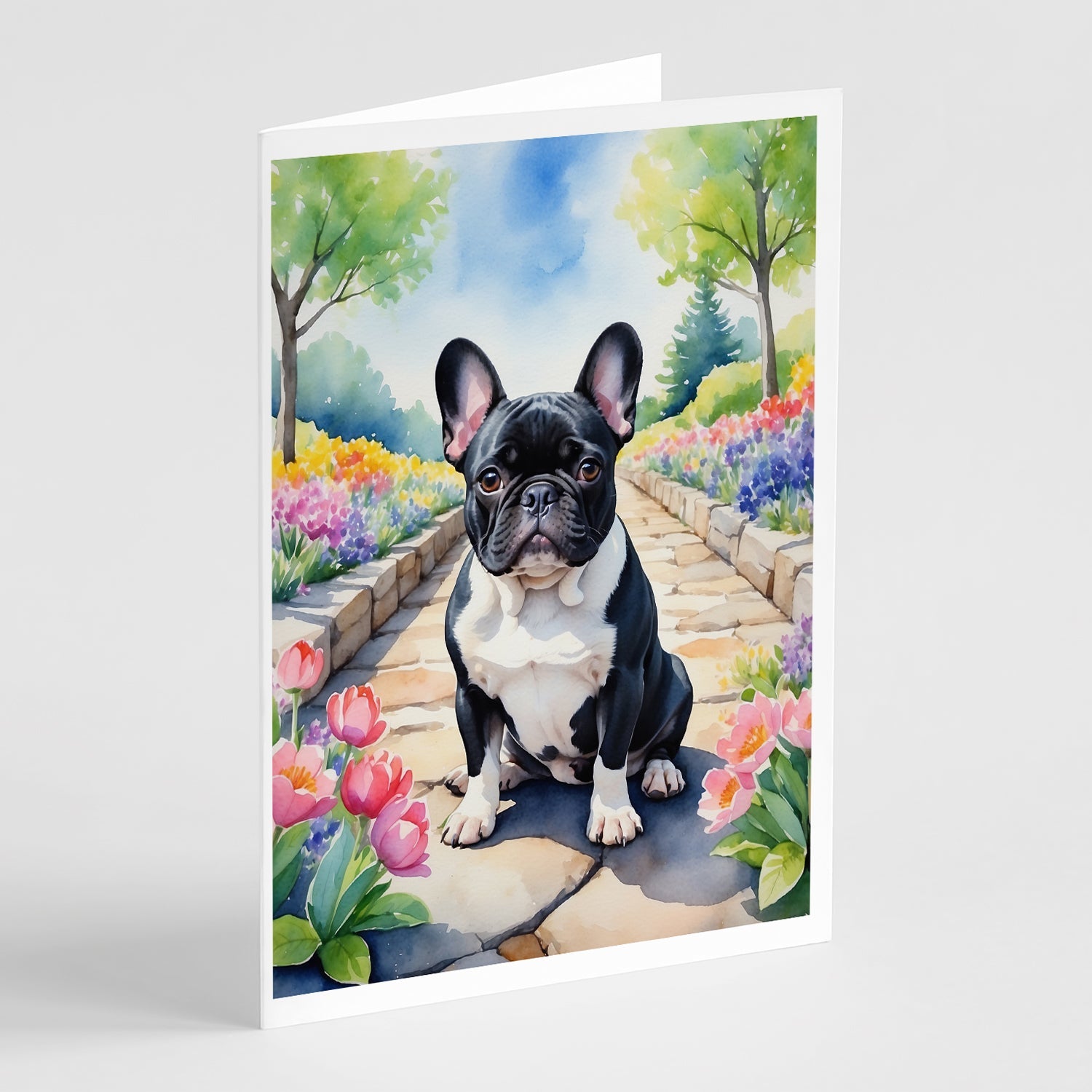 French Bulldog Spring Path Greeting Cards Pack of 8-0