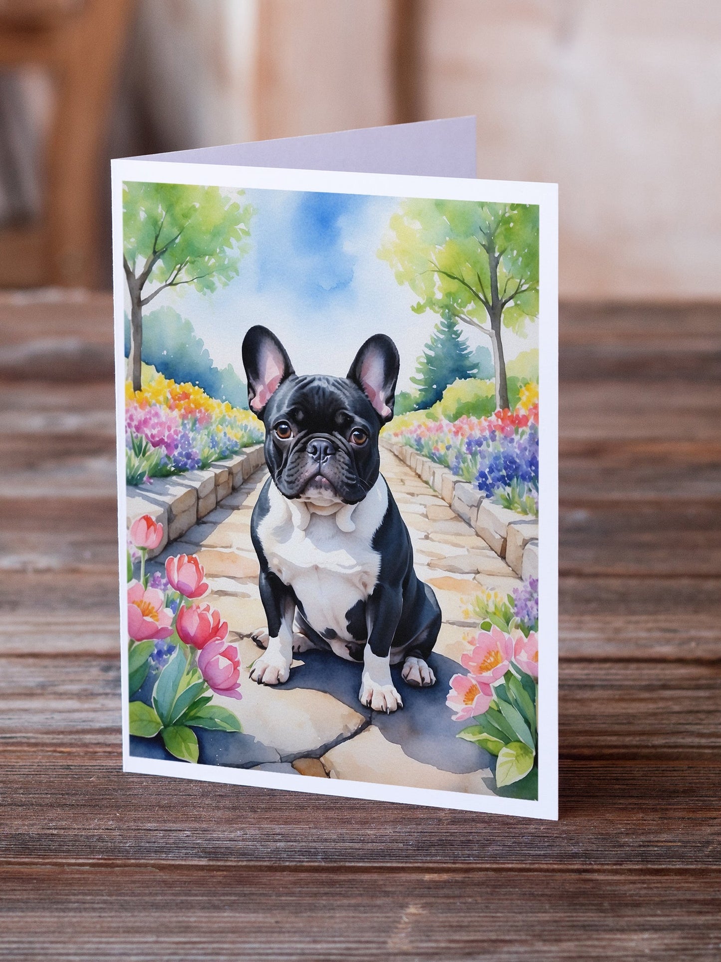 French Bulldog Spring Path Greeting Cards Pack of 8-1