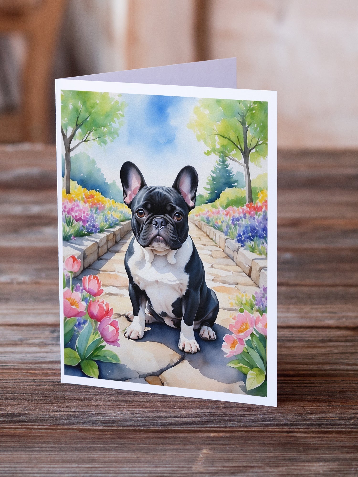 French Bulldog Spring Path Greeting Cards Pack of 8-1