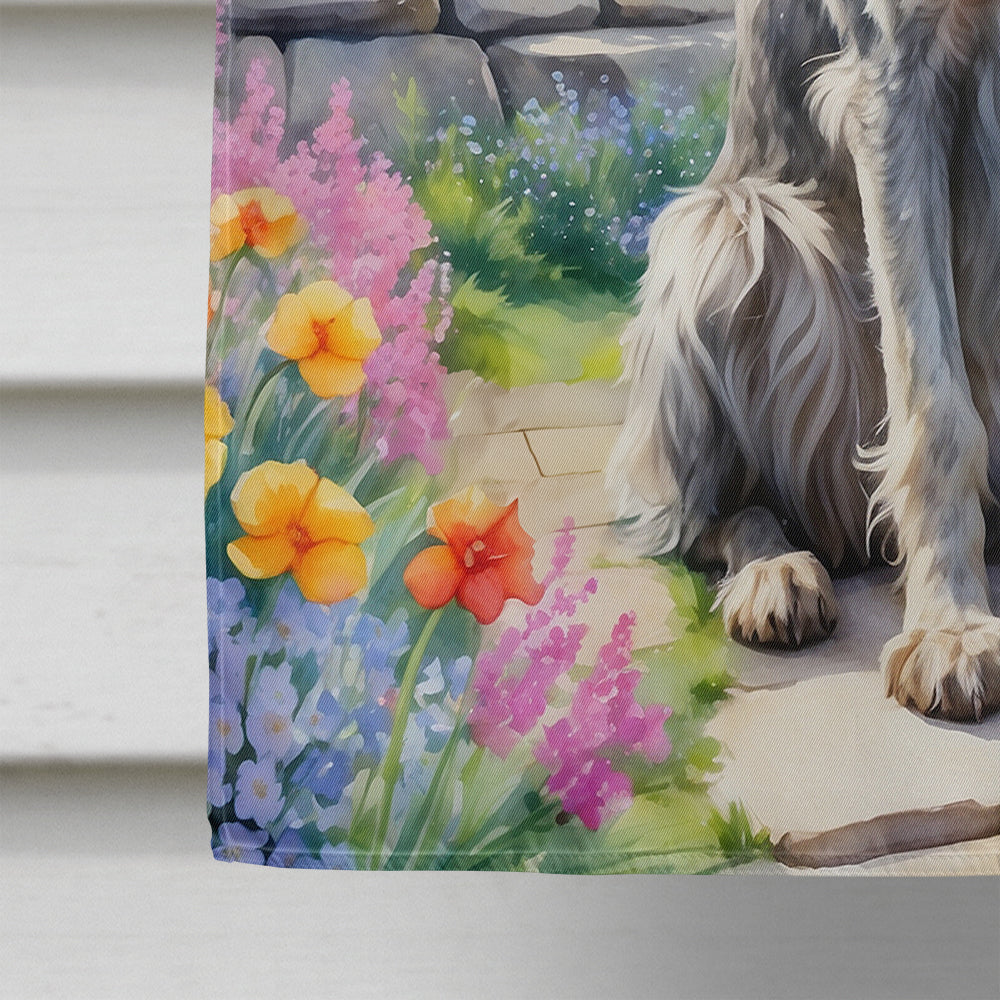 Irish Wolfhound Spring Path House Flag-3