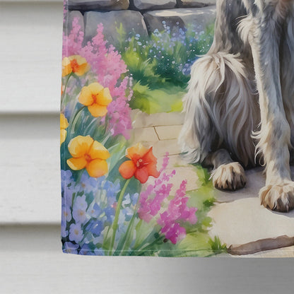 Irish Wolfhound Spring Path House Flag-3