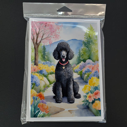Black Poodle Spring Path Greeting Cards Pack of 8-2