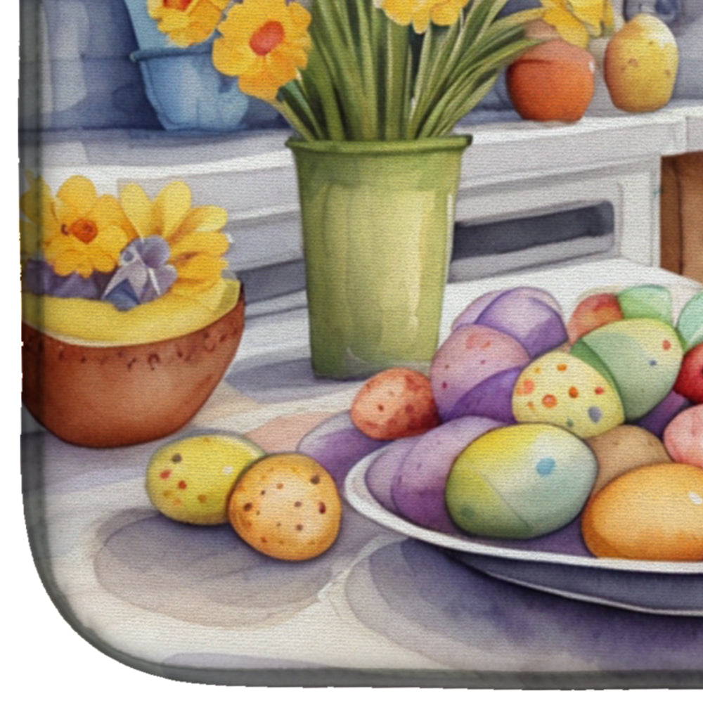 Decorating Easter Black and Tan Coonhound Dish Drying Mat-3