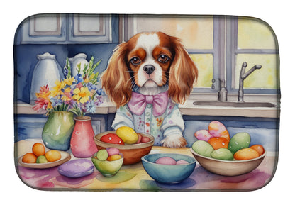 Decorating Easter Cavalier Spaniel Dish Drying Mat-0