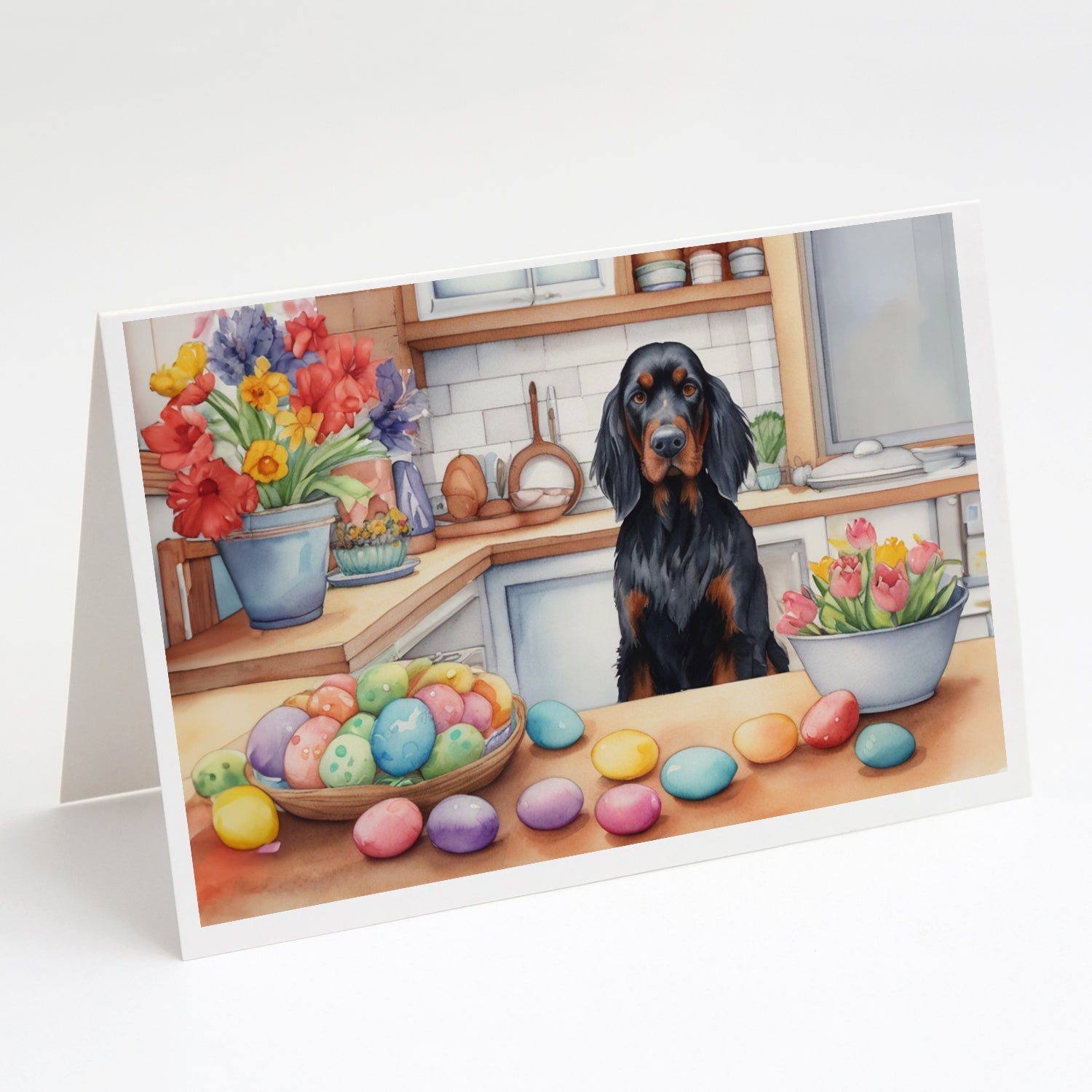 Decorating Easter Gordon Setter Greeting Cards Pack of 8-0