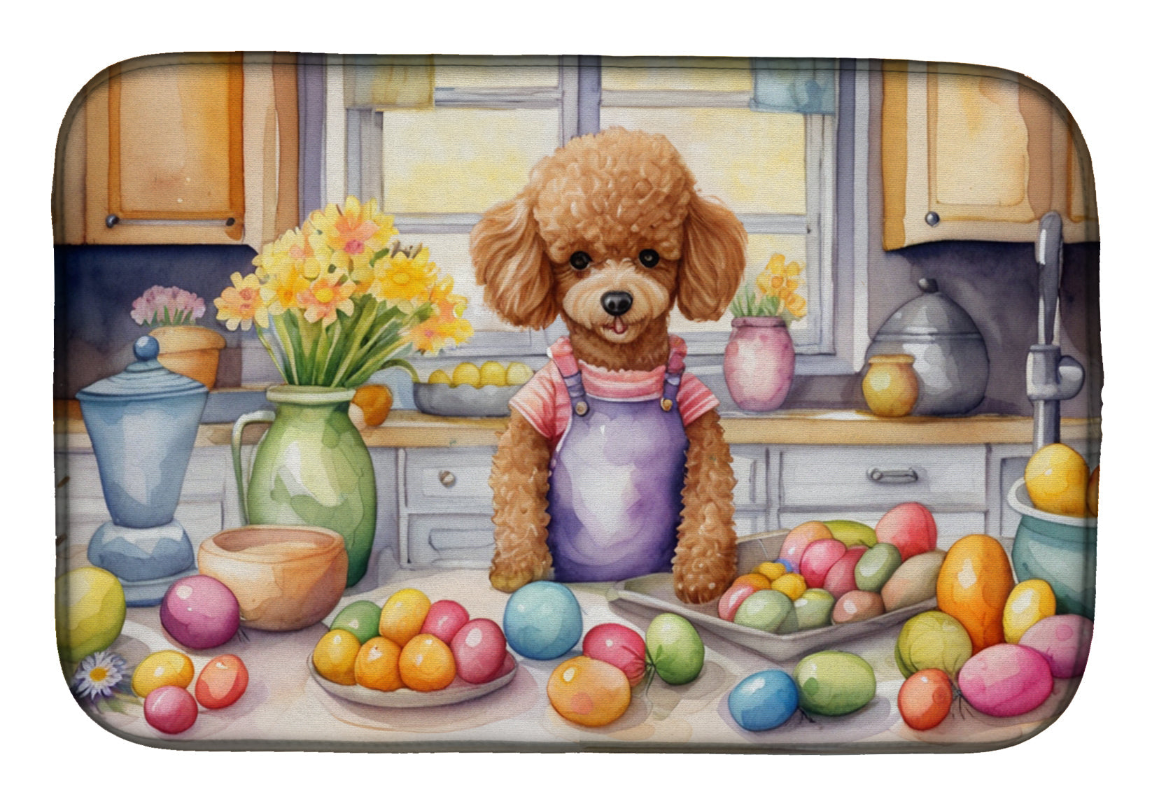 Decorating Easter Poodle Dish Drying Mat-0