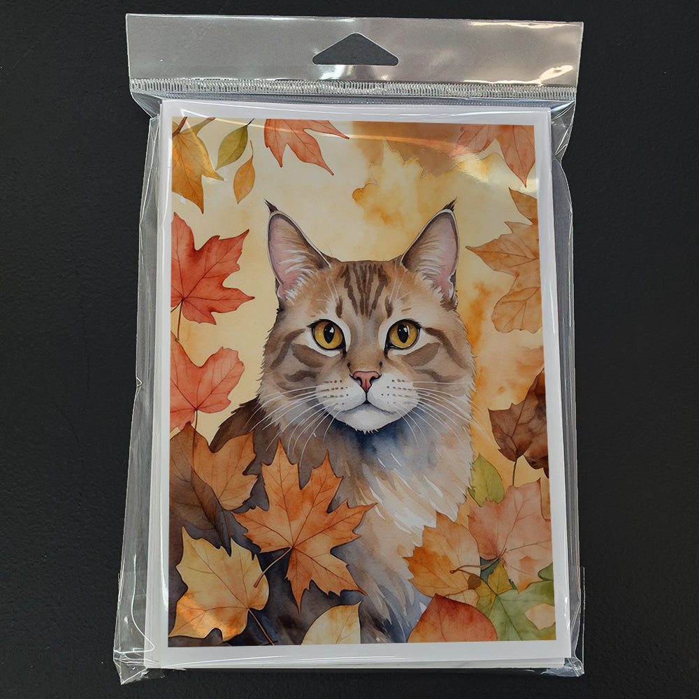 Dwelf Cat in Fall Leaves Greeting Cards Pack of 8-2