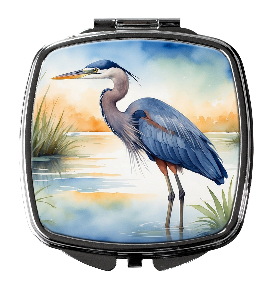 Blue Heron Emerging as the day fades Compact Mirror-0