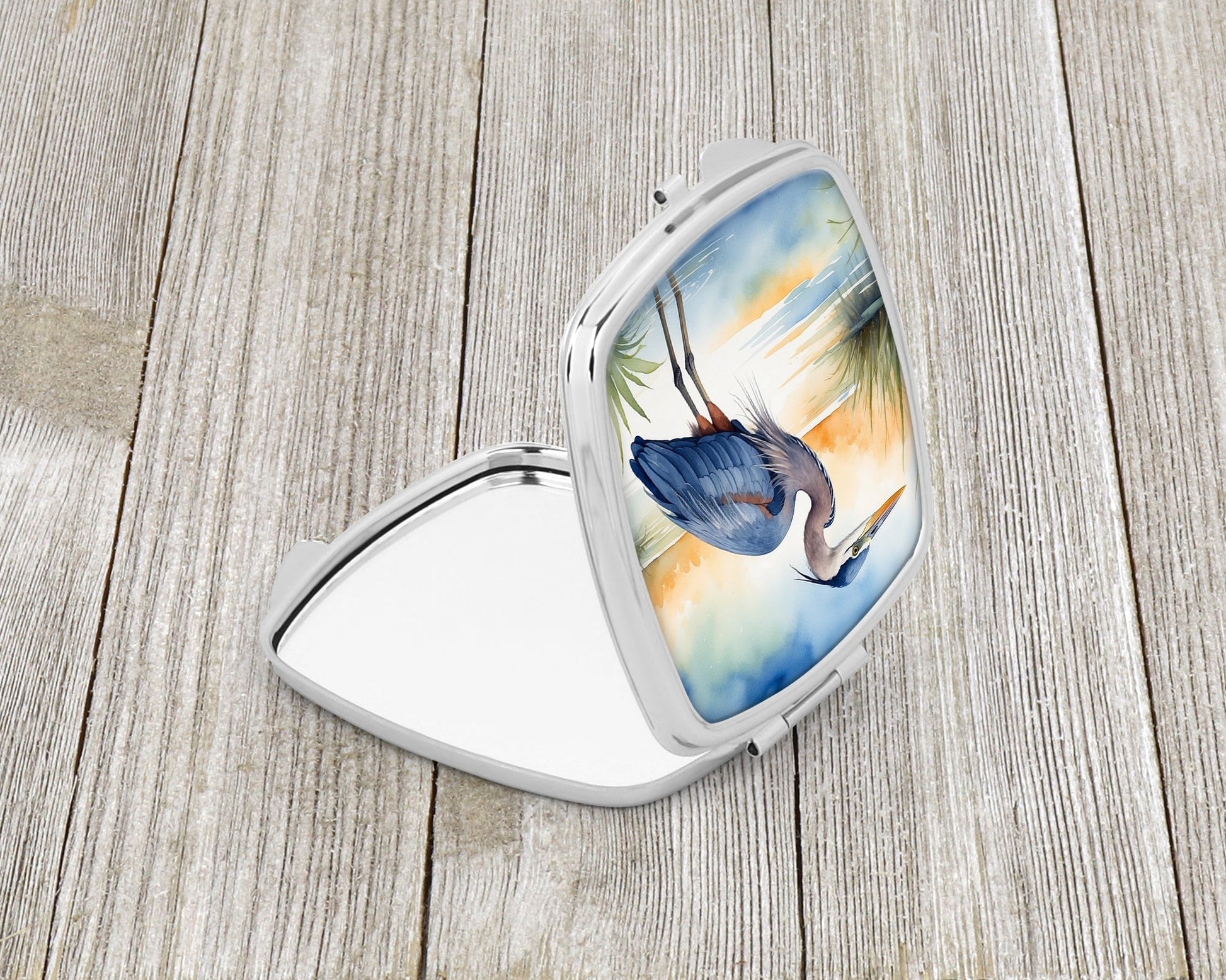 Blue Heron Emerging as the day fades Compact Mirror-1