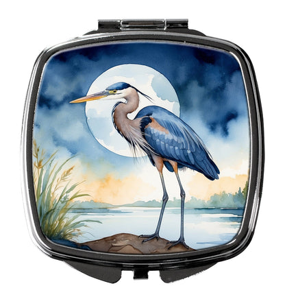 Blue Heron Under the Moonlight Compact Mirror-0
