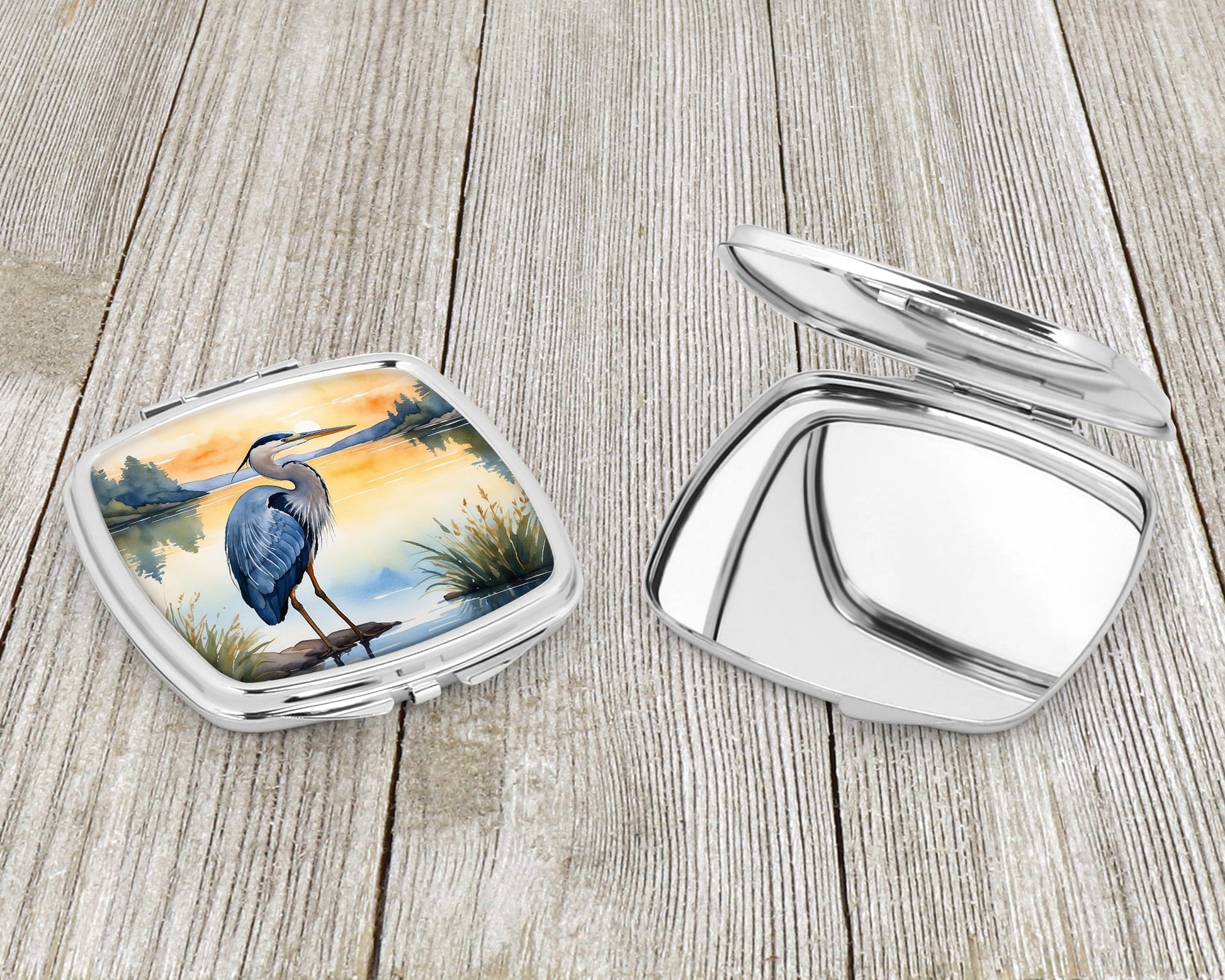 Blue Heron in the Golden Hour Compact Mirror-2