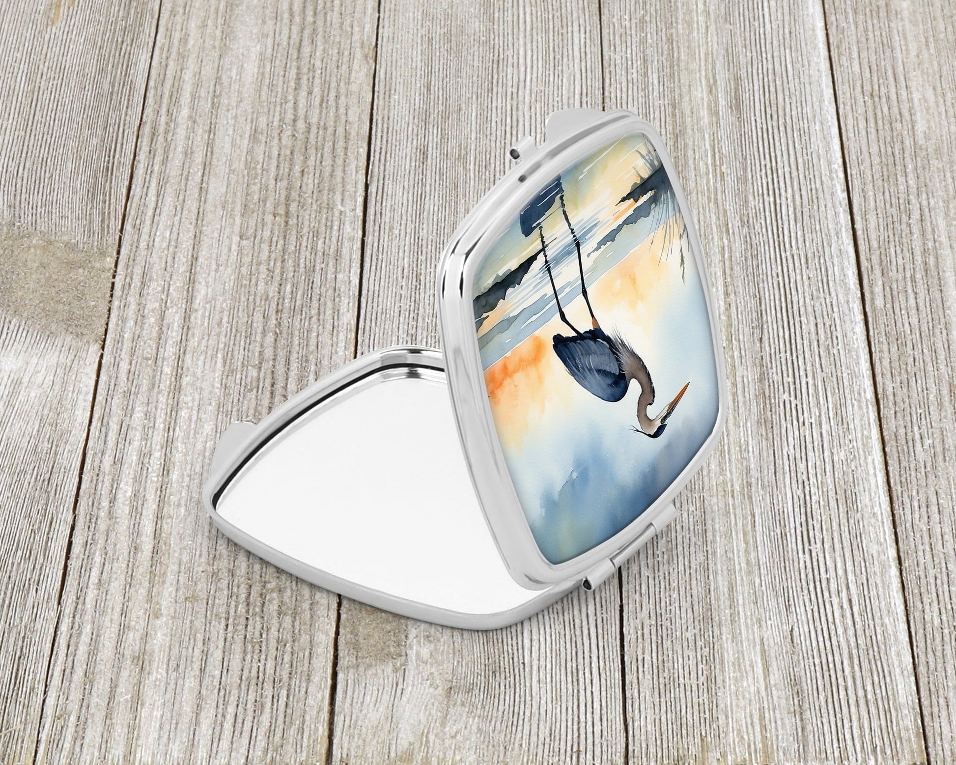 Blue Heron Barely Lit Sky Compact Mirror-1