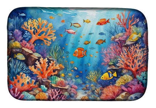 Coral and Fish Dish Drying Mat-0