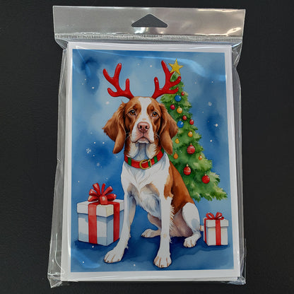Brittany Spaniel Christmas Reindeer Greeting Cards Pack of 8-2