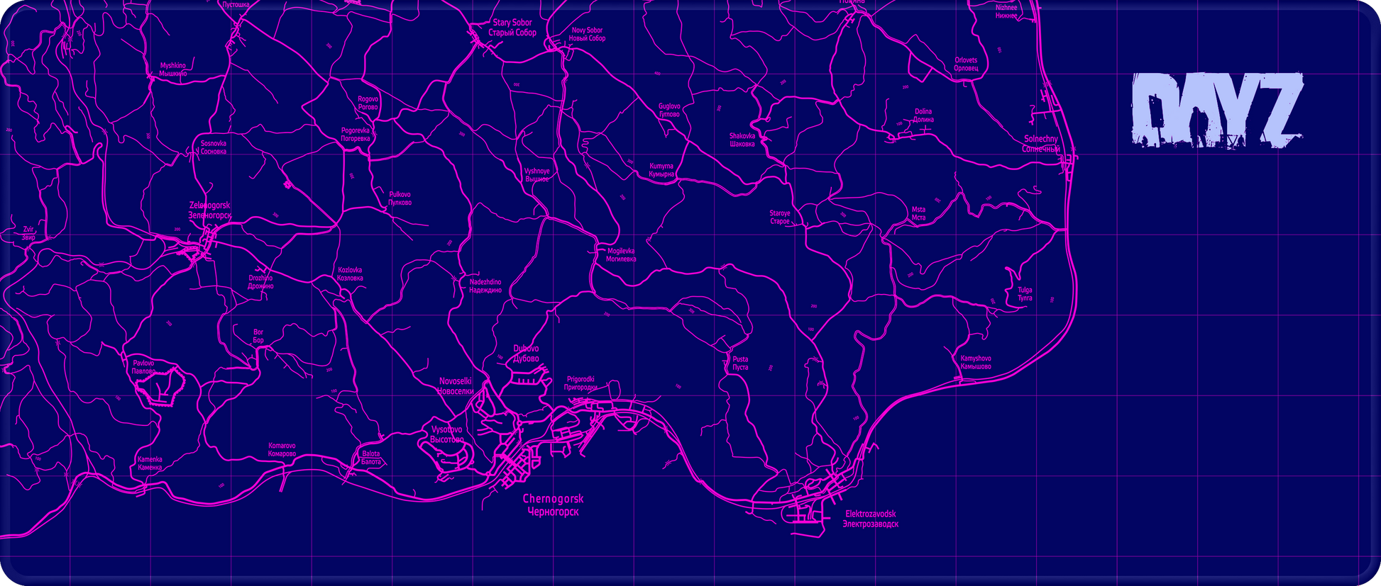 DAYZ - CHERNARUS UV GLOWING MOUSEMAT | BIG 800X340MM-1