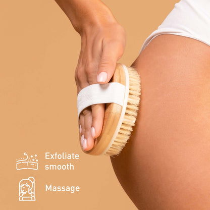 Hair Care and Massage Bundle: Bath Brush and Rubber Massager with Lotus wooden handle + 100% Natural Coconut Oil Hair Mask 10 Oz-1