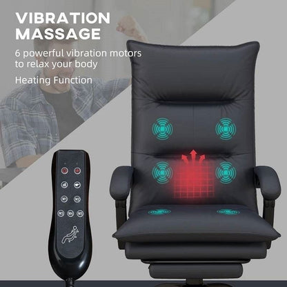 Double Padded Executive Massage Heated Office Chair Charcoal-0
