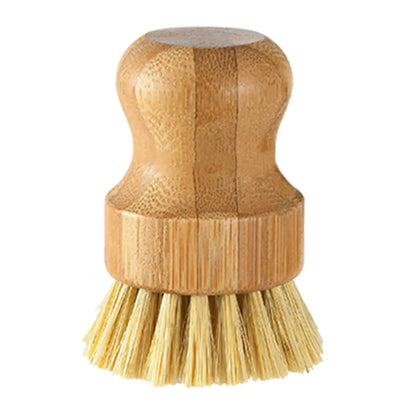 Bamboo Cleaning Brushes with Round Handles for Kitchen