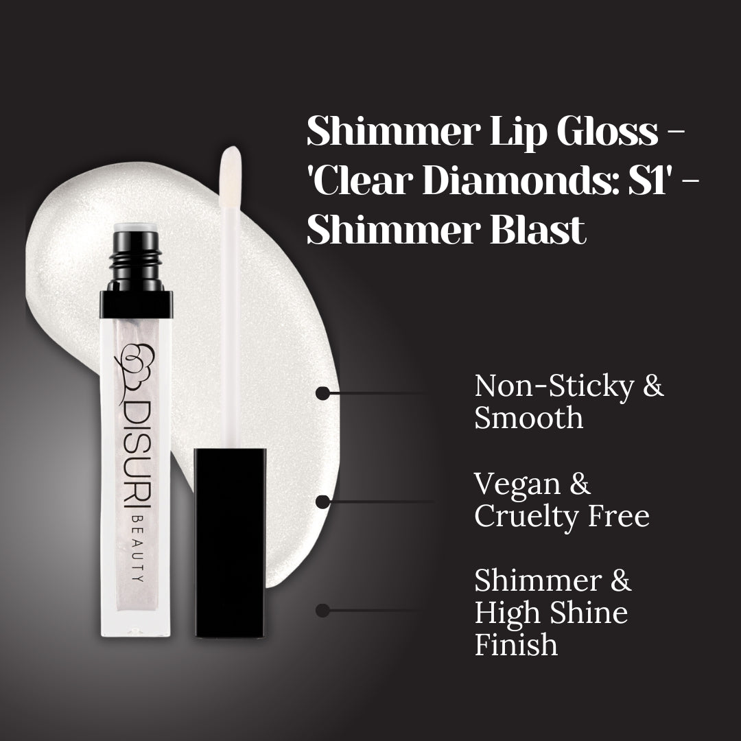 DISURI Beauty Shimmer Lip Gloss - Clear Diamonds-1