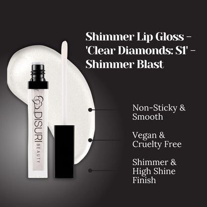 DISURI Beauty Shimmer Lip Gloss - Clear Diamonds-1
