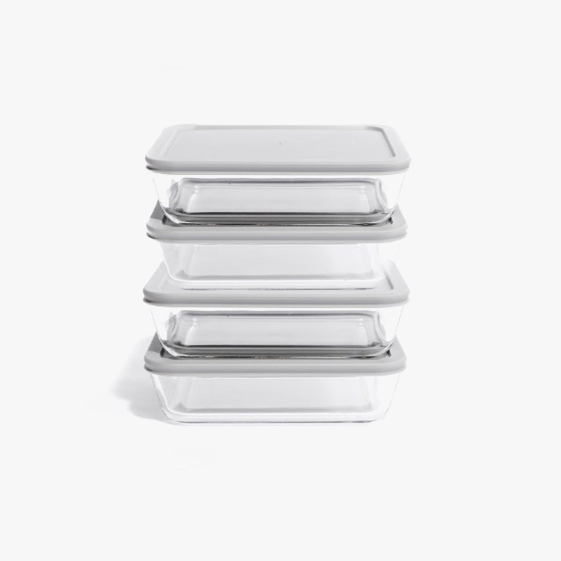 Glass Food Storage Containers - 8 Piece 6.55 Cup (4 Containers + 4 Lids) Rectangular Set-0