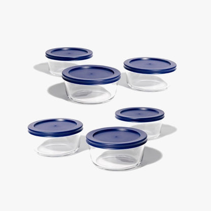 Glass Food Storage Containers - 12 Piece 2 Cup Set (6 Containers + 6 Lids)-0