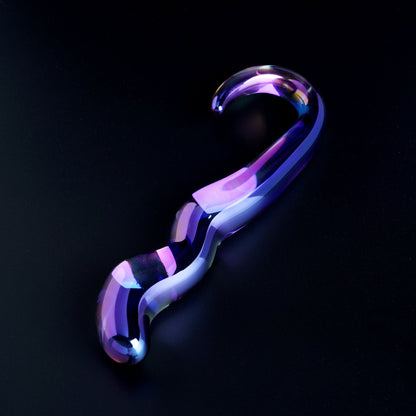 Blue Flame Curved Glass Dildo-3
