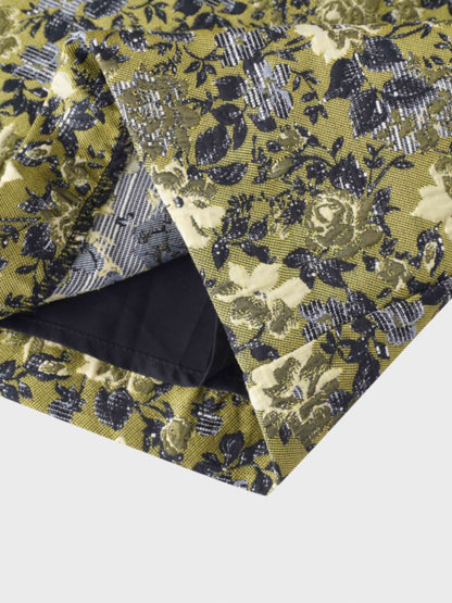 Brocade Midi Skirt-Golden Sunshine-4