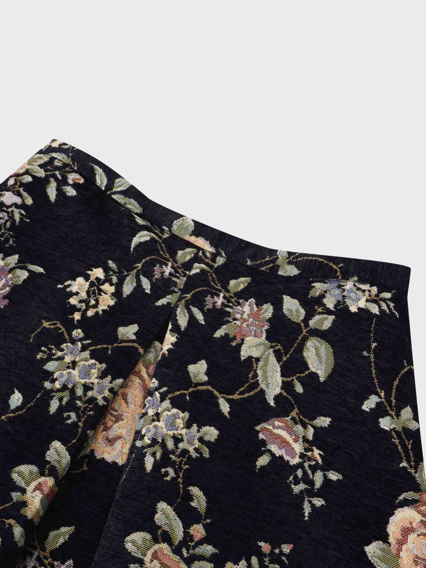 Brocade Midi Skirt-Black Floral-3