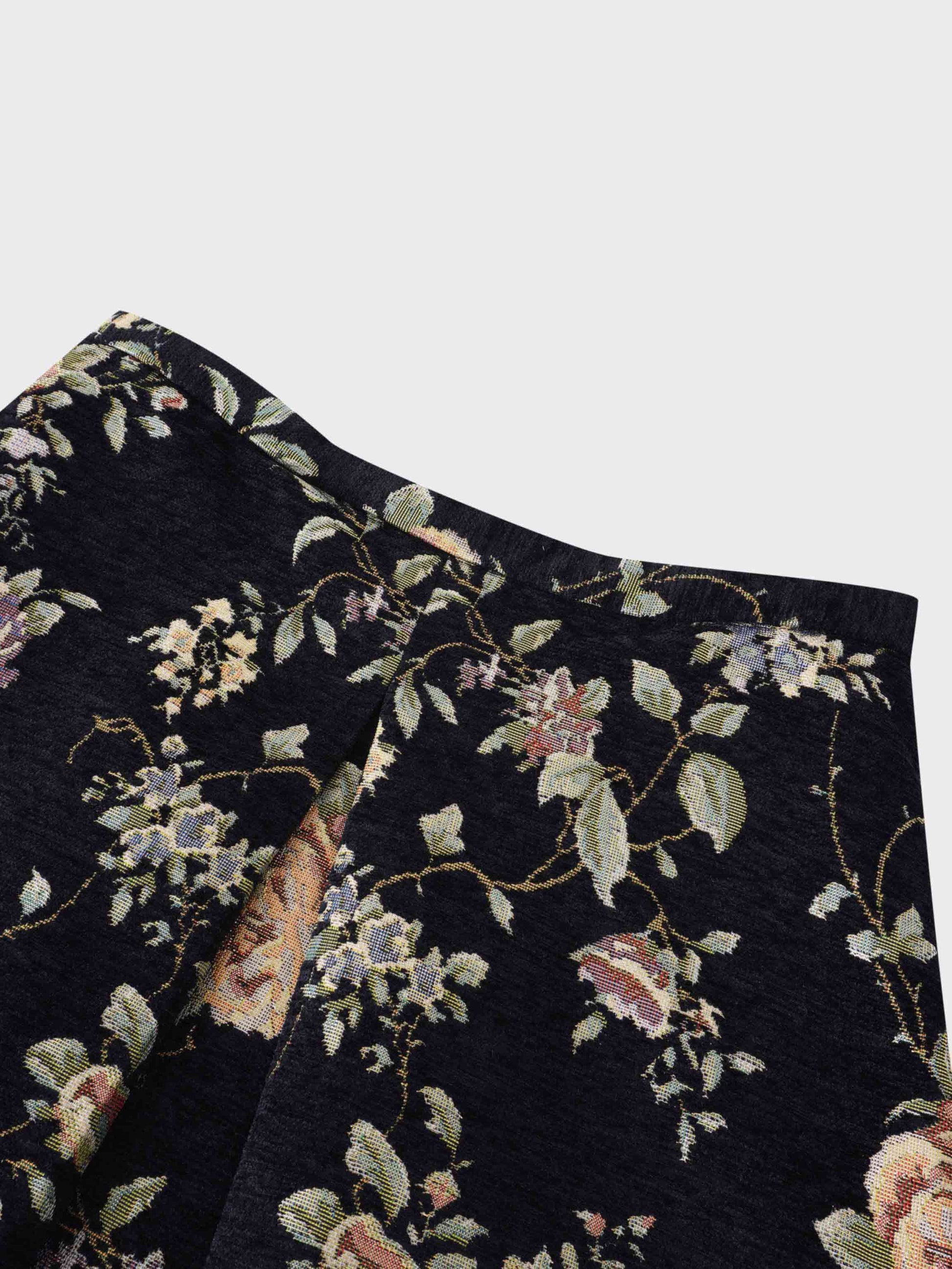 Brocade Midi Skirt-Black Floral-3