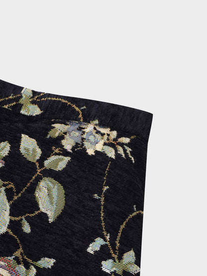 Brocade Midi Skirt-Black Floral-4