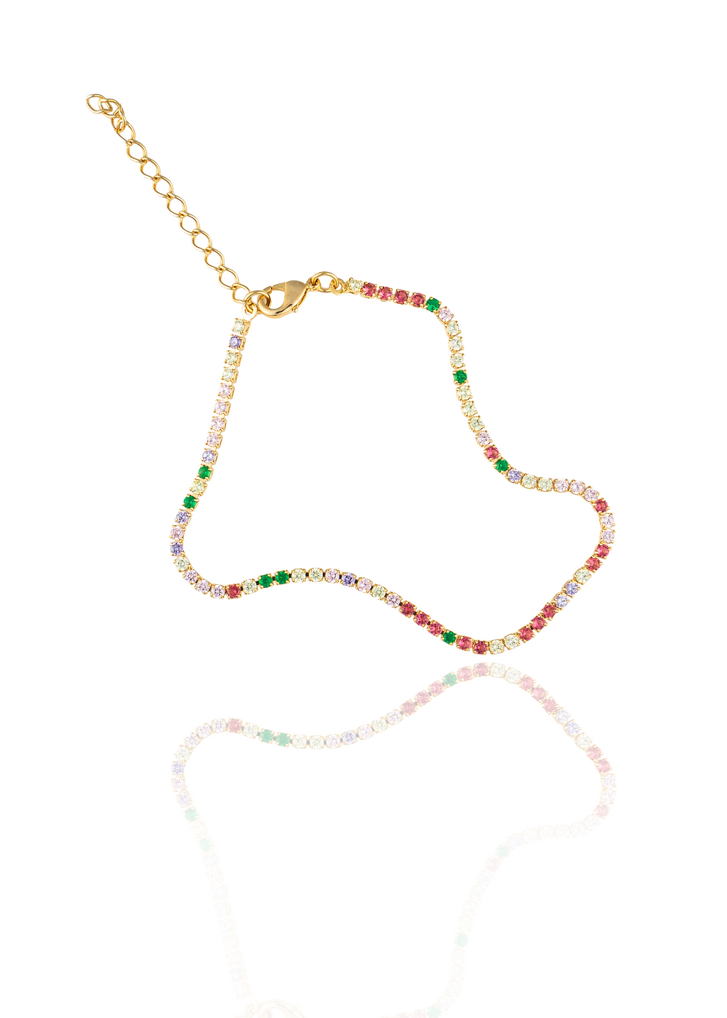 2mm Tennis Necklace Choker With Multicolor Round Clear Cubic Zirconia Stones (G209)(I435)-0