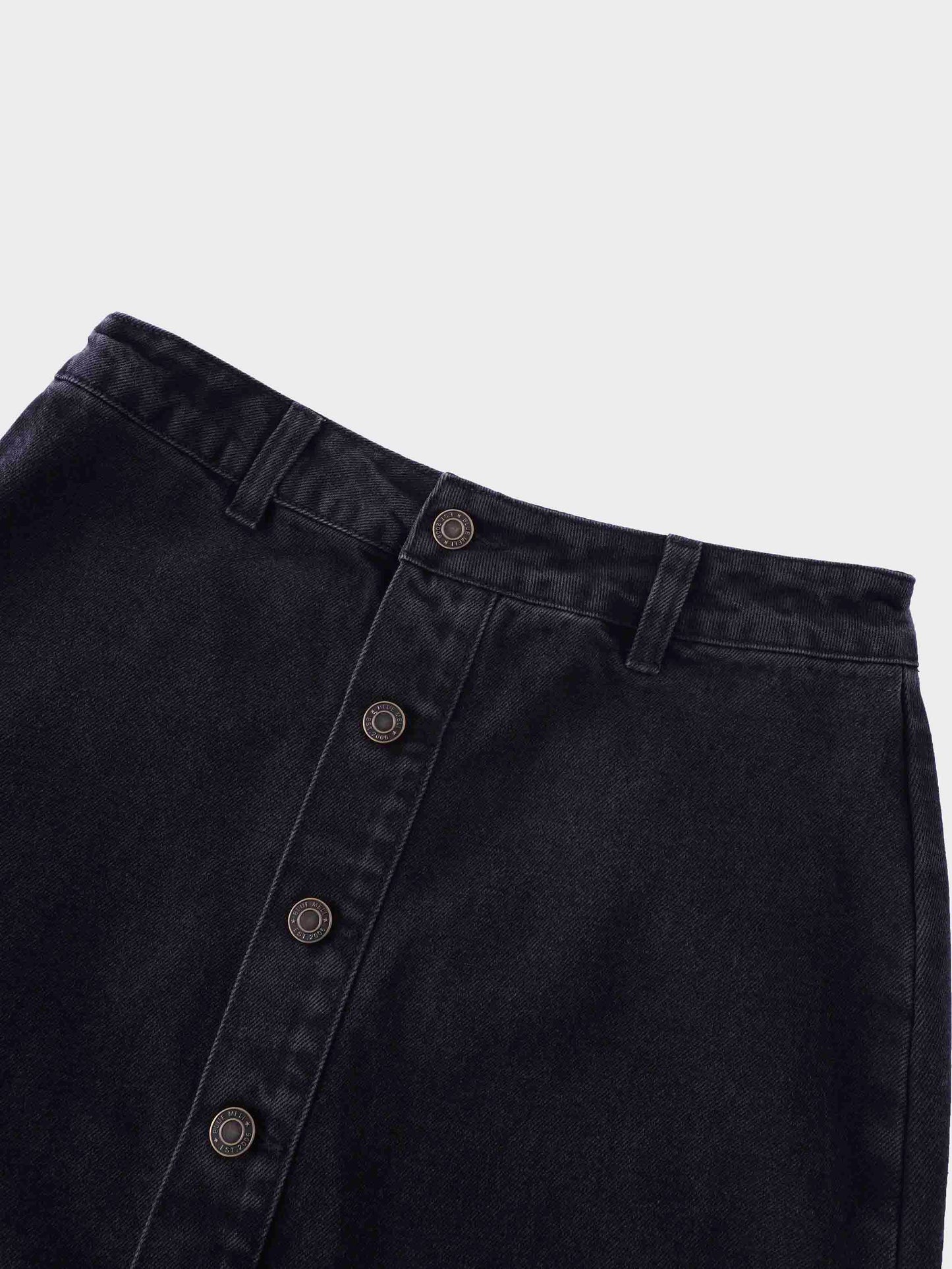Button Down Straight Denim Skirt-2