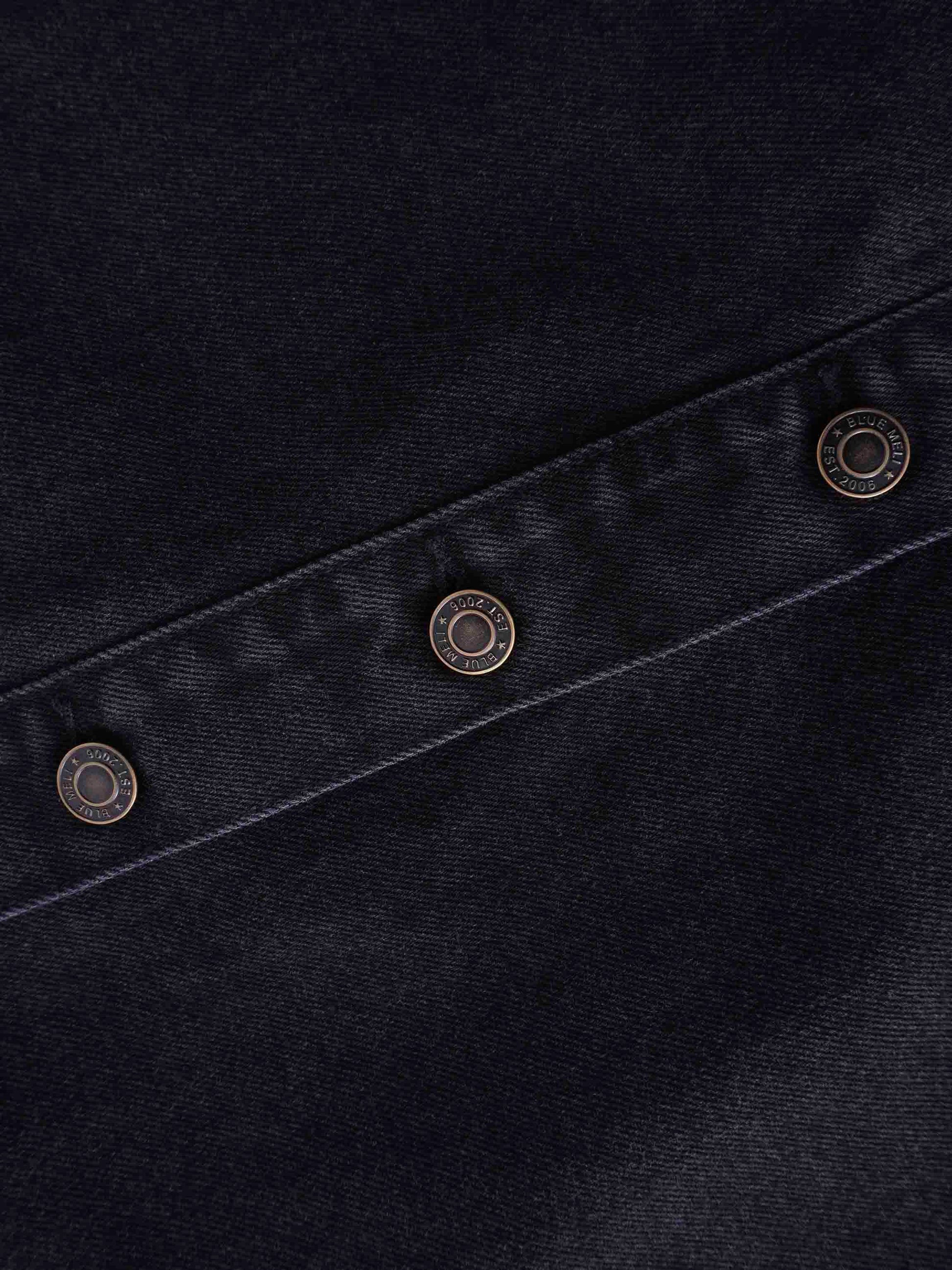 Button Down Straight Denim Skirt-4