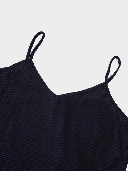 Corduroy Slip Dress-Black-3