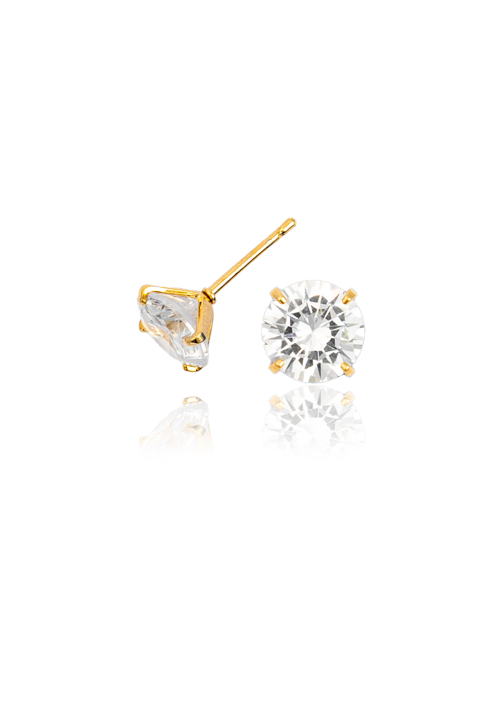 8mm Clear Round CZ Cubic Zirconia Stone Stud Earrings (L136)-0