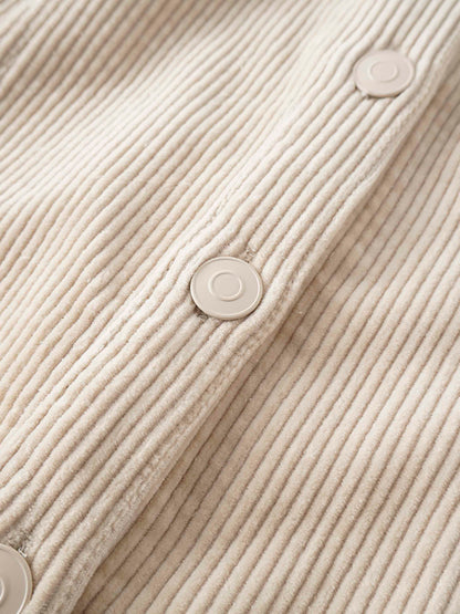 Button Down A-Line Corduroy Skirt-Warm Vanilla-4