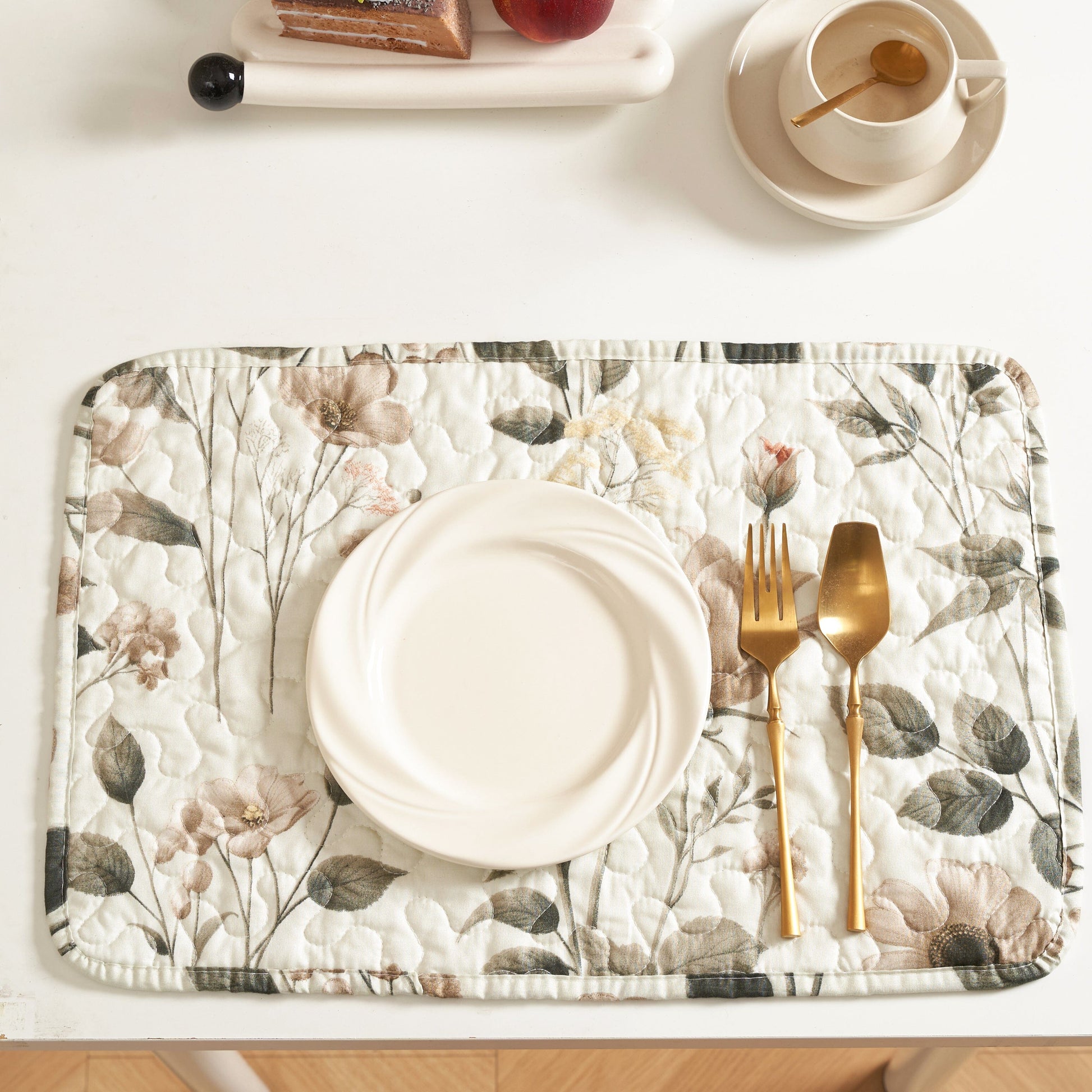 DaDalogy Enchanted Meadow Placemats - Set of 4, Floral Elegance in Beige, Rose, and Soft Green, Premium Soft Microfiber, Perfect for Any Meal, 13x19 Inches-2
