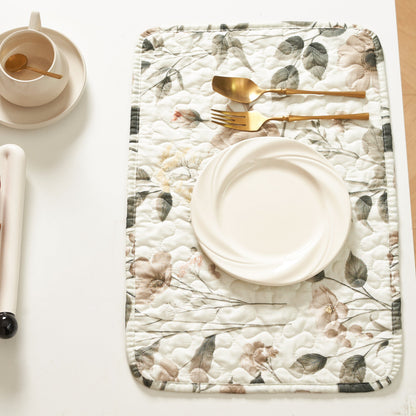 DaDalogy Enchanted Meadow Placemats - Set of 4, Floral Elegance in Beige, Rose, and Soft Green, Premium Soft Microfiber, Perfect for Any Meal, 13x19 Inches-3