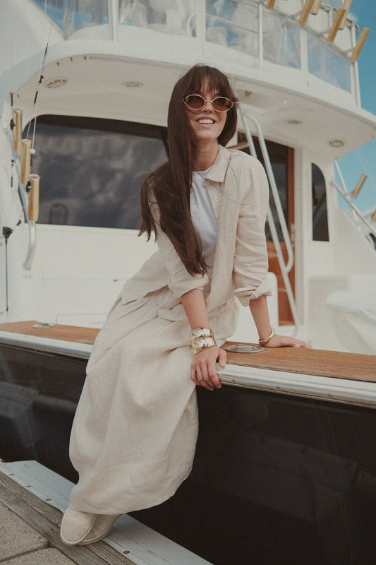 Linen Button Down Blouse-Ecru-0