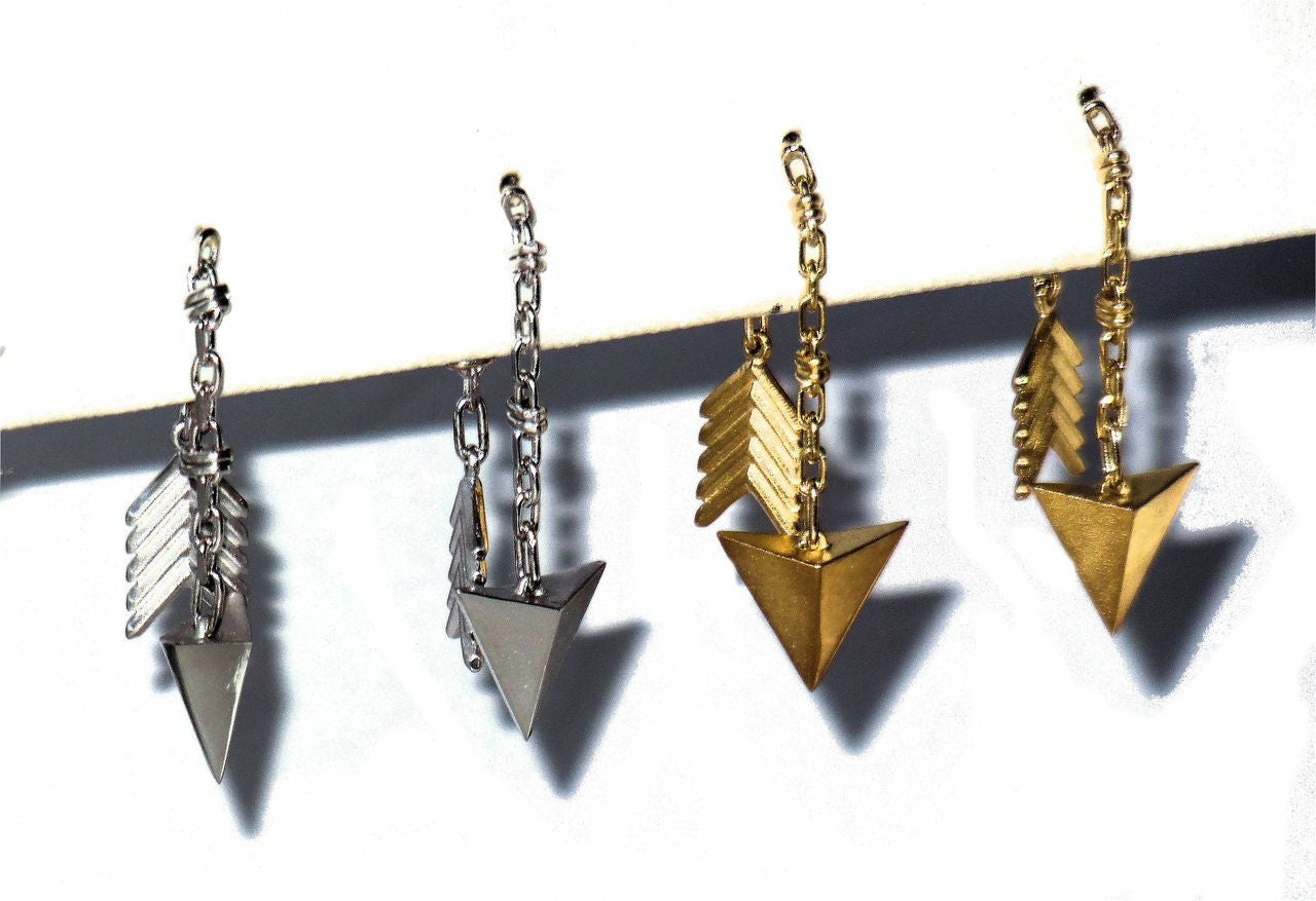 Custom Design: Illusion Piercing Arrow Earring -14K gold-1