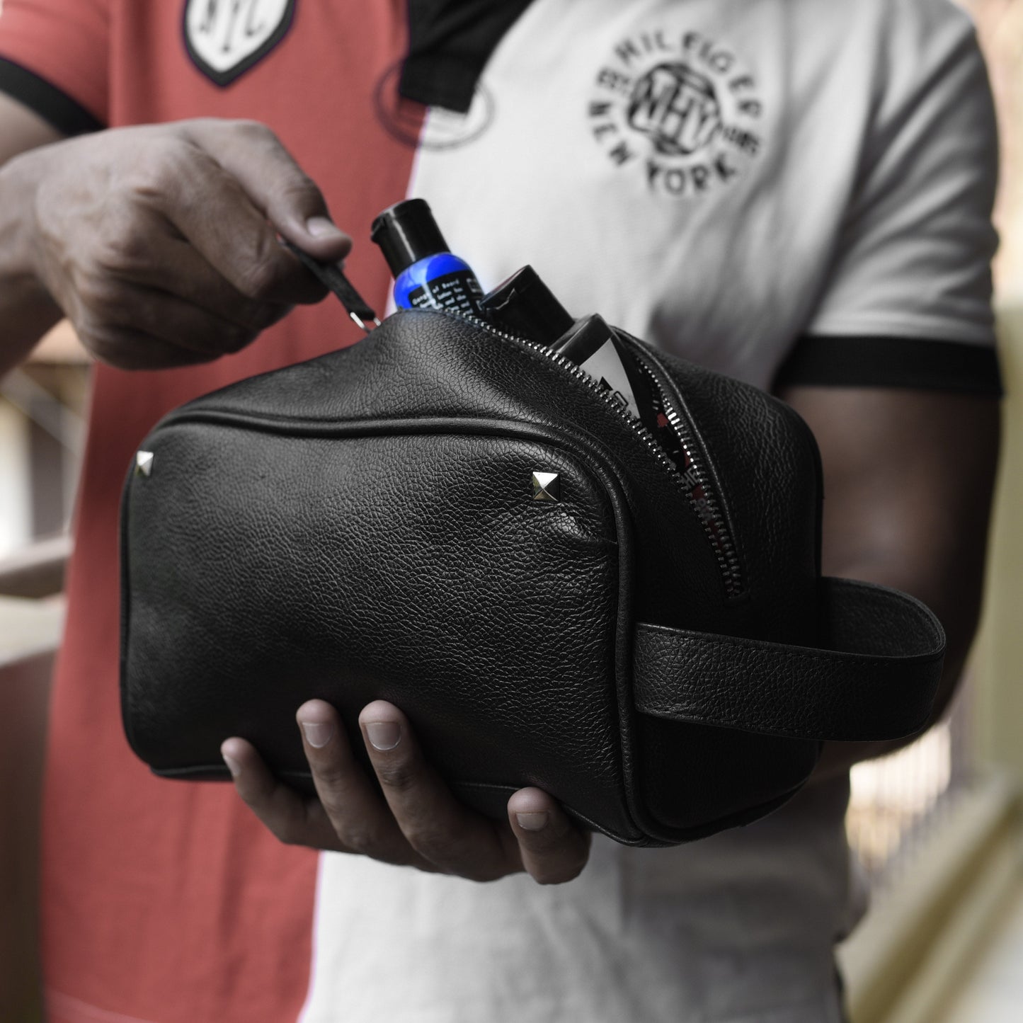 Leather Dopp Kit - Black-2