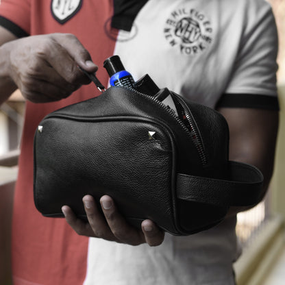 Leather Dopp Kit - Black-2