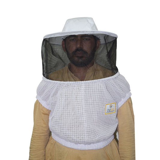 Beekeeping Bee Half Body Round Head Veil 3 Layer Mesh Ventilated Protective Gear-0