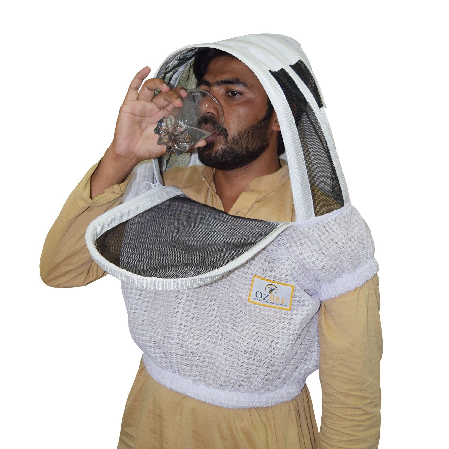 Beekeeping Bee Half Body Open Hoodie Style Veil 3 Mesh Layer Ventilated Protective Gear-0