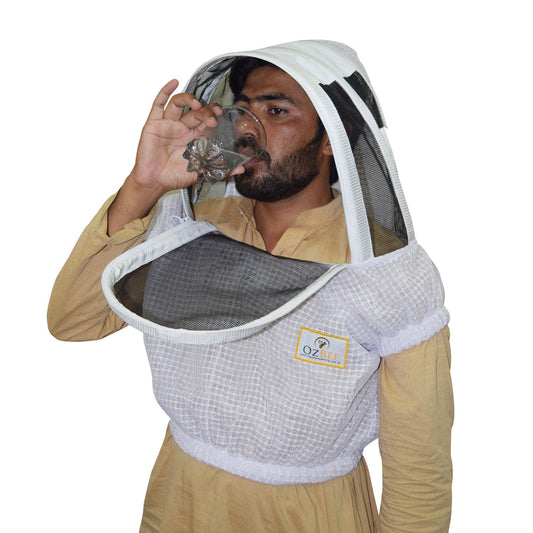 Beekeeping Bee Half Body Open Hoodie Style Veil 3 Mesh Layer Ventilated Protective Gear-0