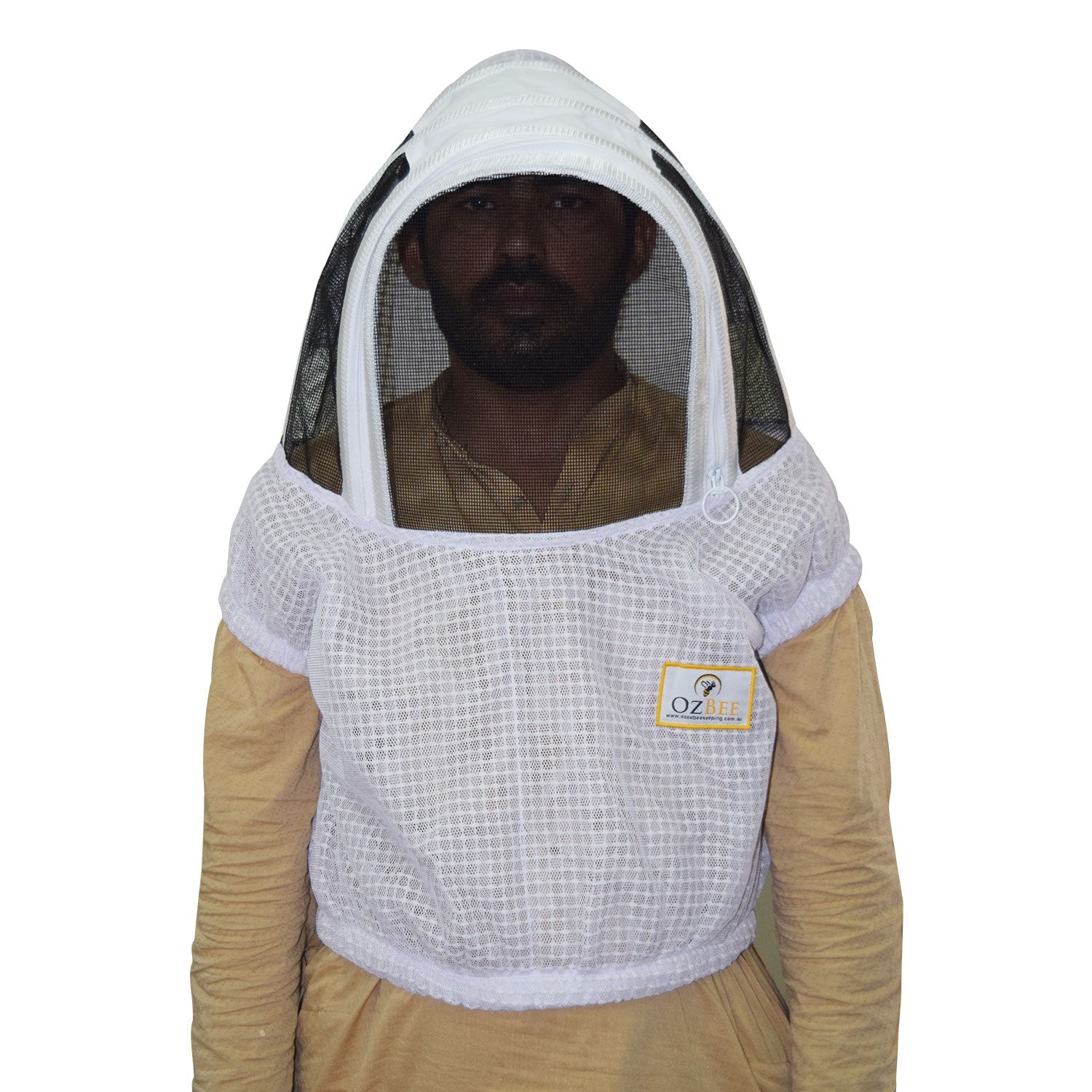 Beekeeping Bee Half Body Open Hoodie Style Veil 3 Mesh Layer Ventilated Protective Gear-3