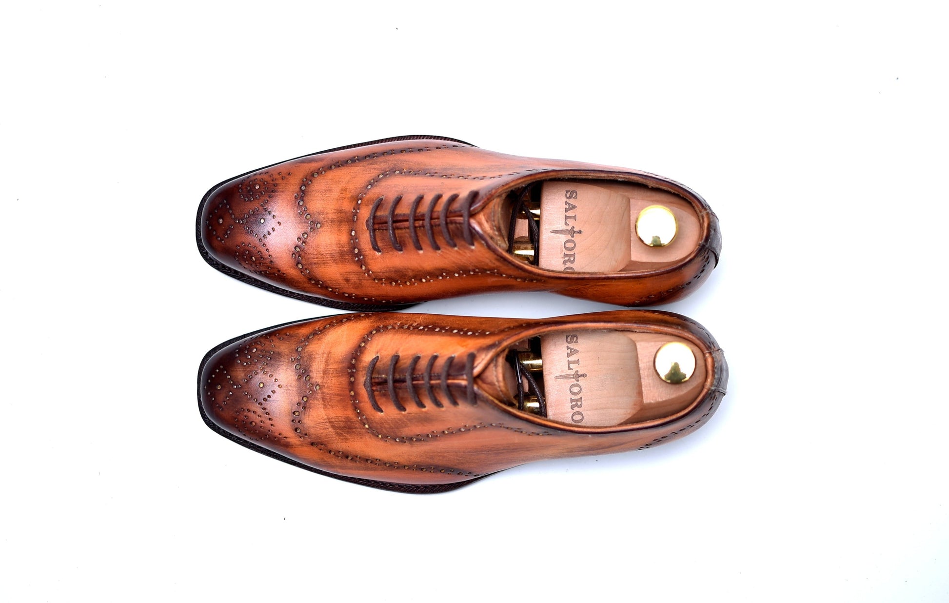 Hoskin - Caramel Wingtip Patina Shoes-2