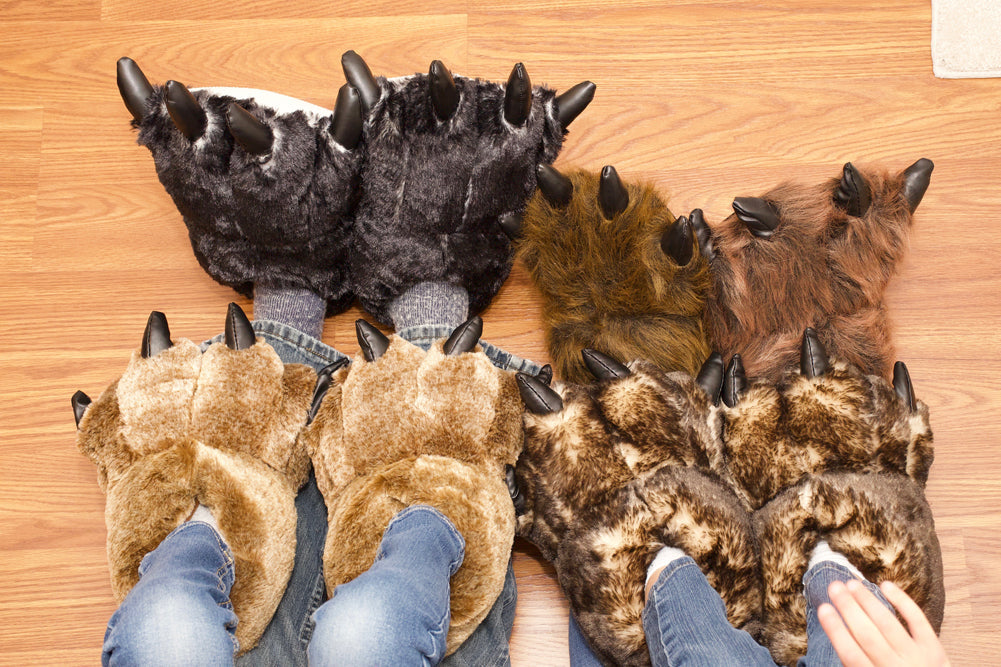 Boys and Girls Kids Soft Plush Fun Winter Animal Claw Paw Feet Indoor Slippers-3