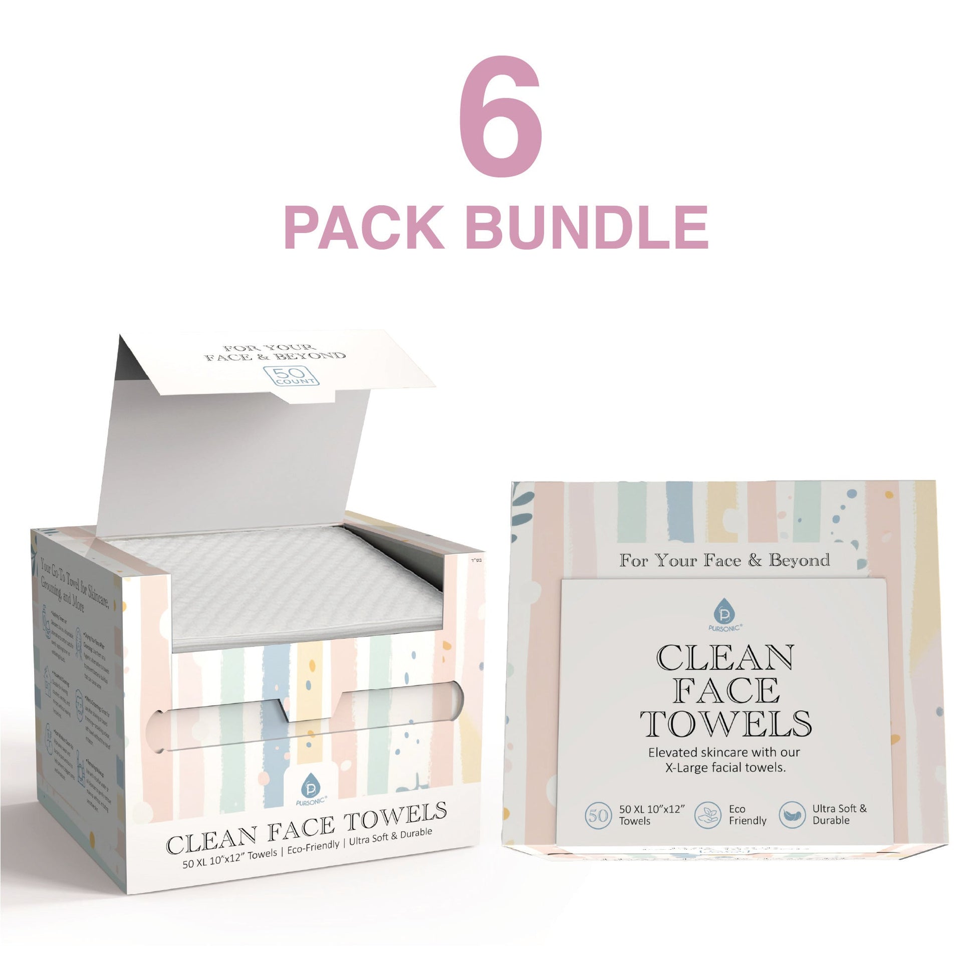 Clean Facial Towels – Six Pack Bundle | Eco-Friendly, Extra-Large, 100% Plant-Based Towels-0
